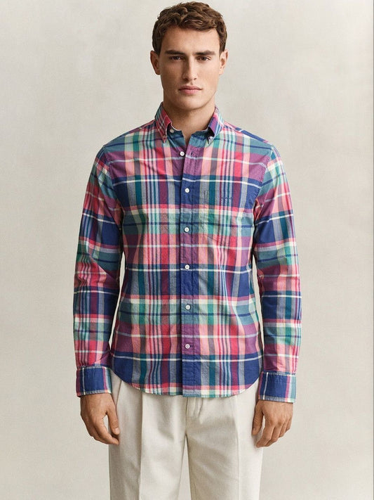 Gant Men Multicolour Checked Regular Fit Madras Checked Shirt
