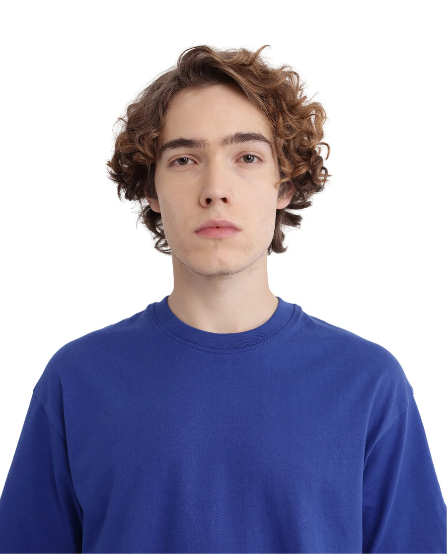 Rare Rabbit Men's Belet Blue Cotton Hd Print Oversized Fit Half Sleeve Crew Neck T-Shirt