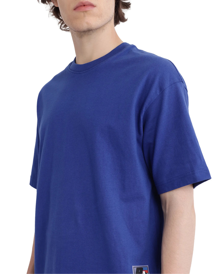 Rare Rabbit Men's Belet Blue Cotton Hd Print Oversized Fit Half Sleeve Crew Neck T-Shirt
