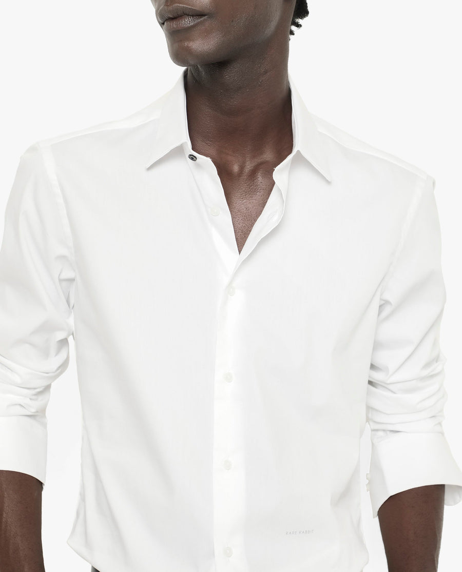 Rare Rabbit Men's Benedict White Cotton Plain Regular Fit Full Sleeve Collared Shirt