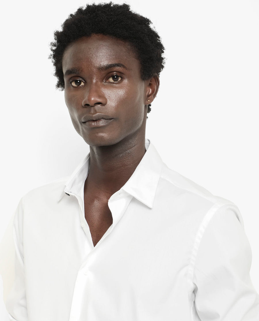Rare Rabbit Men's Benedict White Cotton Plain Regular Fit Full Sleeve Collared Shirt