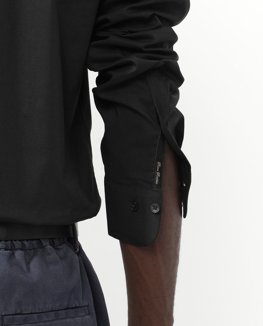 Rare Rabbit Men's Benedict Black Cotton Plain Regular Fit Full Sleeve Collared Shirt