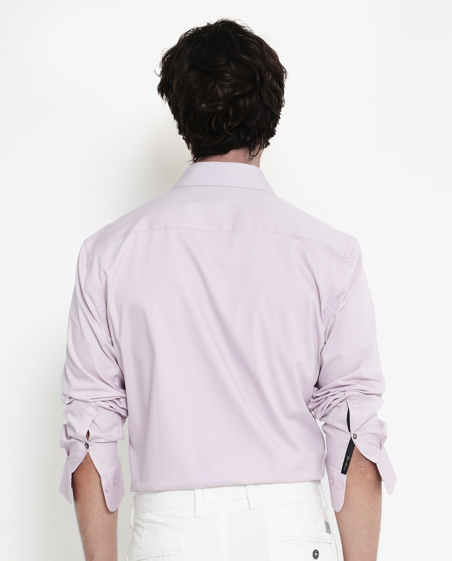 Rare Rabbit Men's Bendict Pastel Pink Cotton Plain Regular Fit Full Sleeve Collared Shirt
