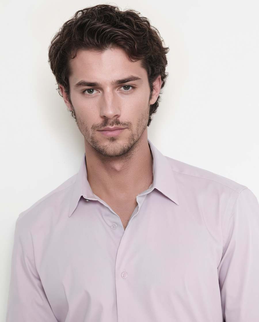 Rare Rabbit Men's Bendict Pastel Pink Cotton Plain Regular Fit Full Sleeve Collared Shirt