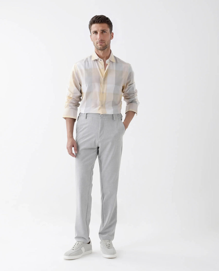 Rare Rabbit Men's Bene Multi Cotton Checked Print Regular Fit Full Sleeve Collared Shirt