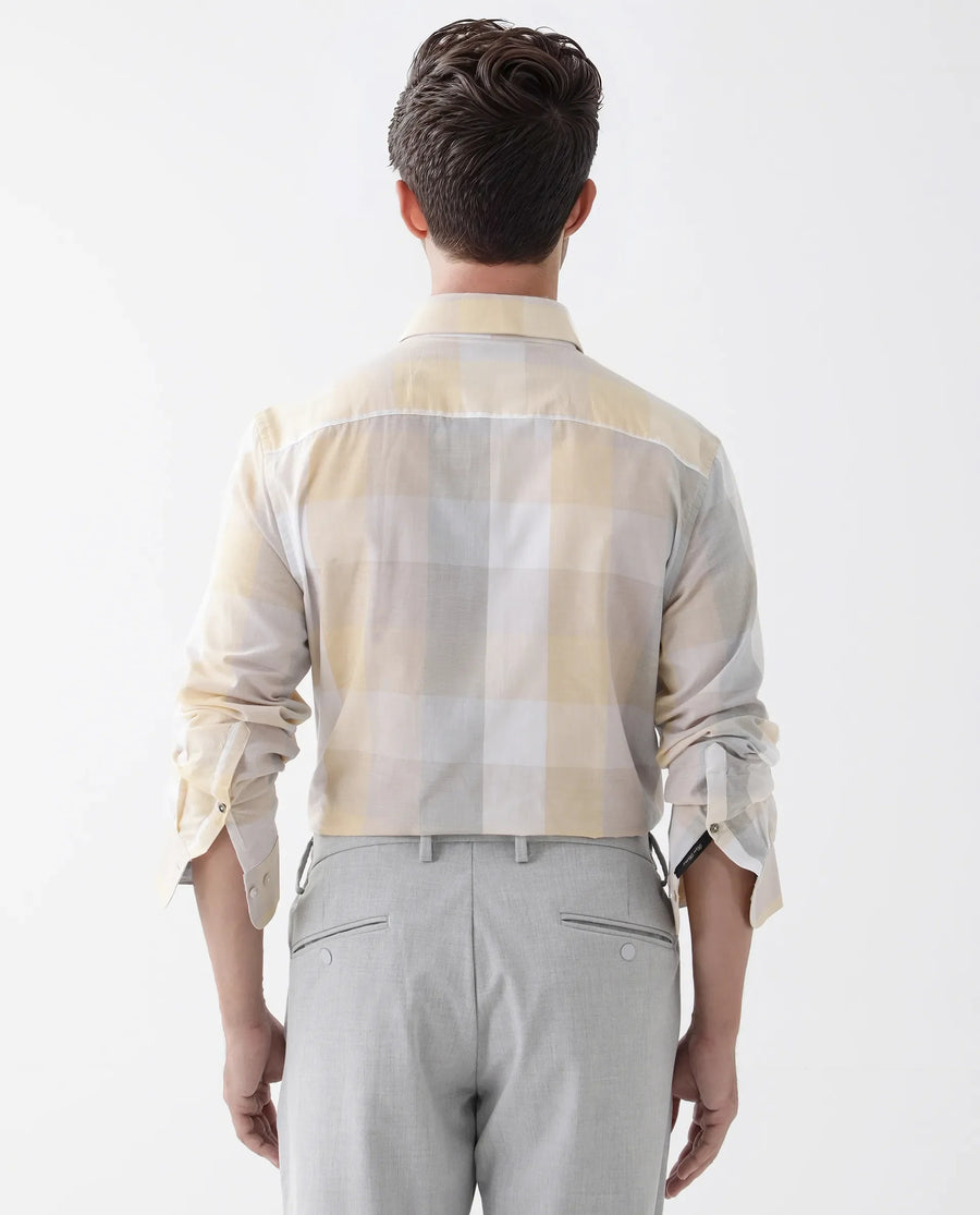 Rare Rabbit Men's Bene Multi Cotton Checked Print Regular Fit Full Sleeve Collared Shirt