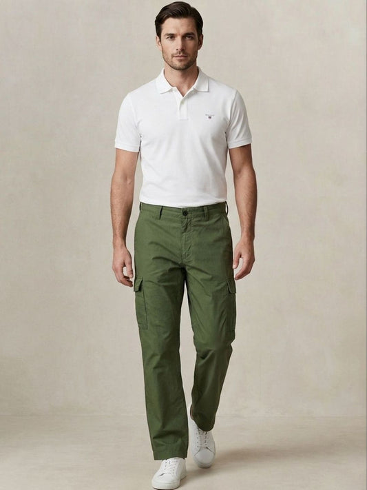 Gant Men Green Solid Regular Fit Pure Cotton Trouser