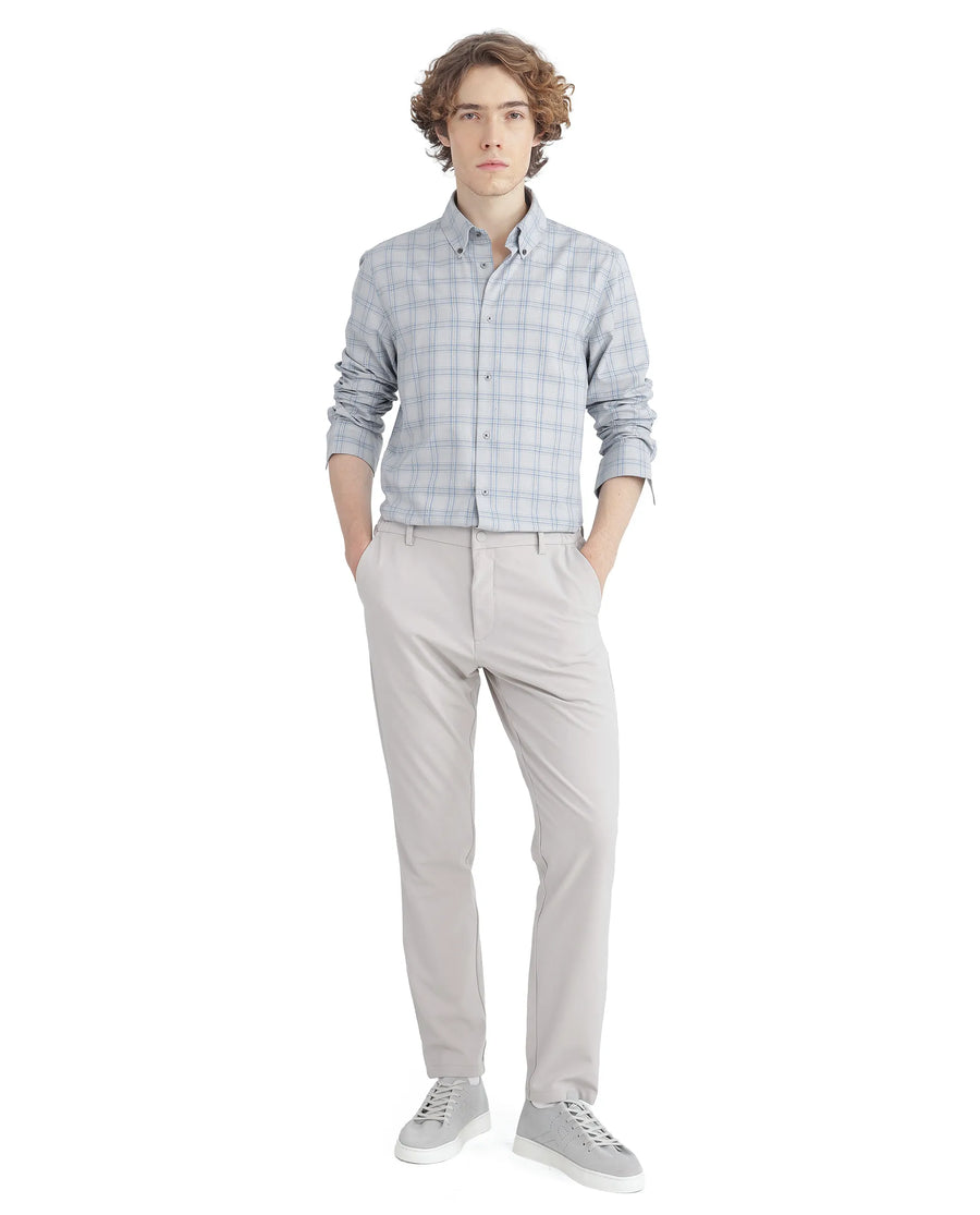 Rare Rabbit Men's Blase Light Grey Checked Print Regular Fit Full Sleeve Collared Shirt