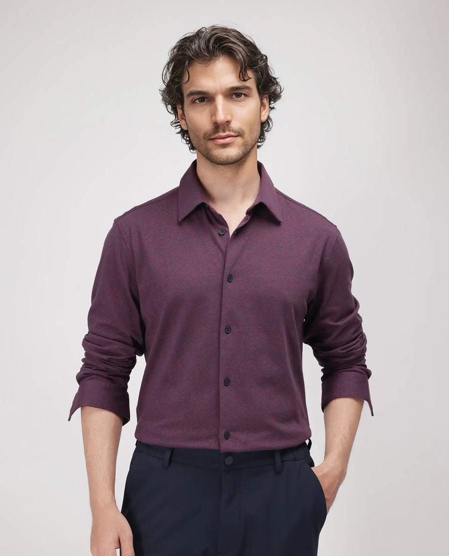Rare Rabbit Men's Bler Maroon Cotton Blend Plain Regular Fit Full Sleeve Collared Shirt
