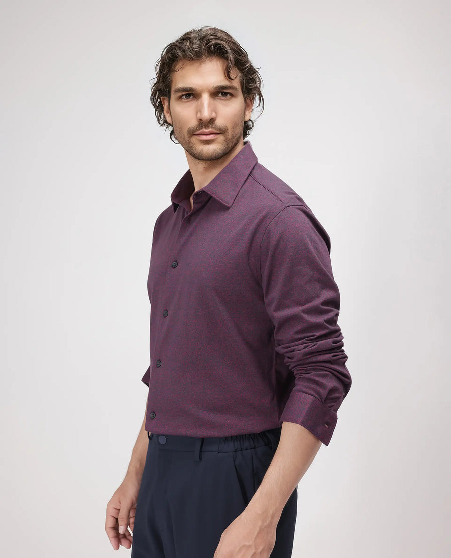 Rare Rabbit Men's Bler Maroon Cotton Blend Plain Regular Fit Full Sleeve Collared Shirt