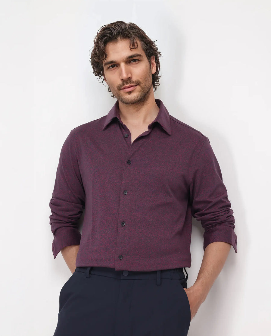 Rare Rabbit Men's Bler Maroon Cotton Blend Plain Regular Fit Full Sleeve Collared Shirt