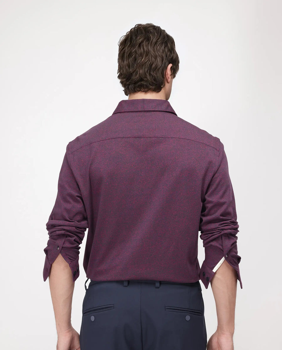 Rare Rabbit Men's Bler Maroon Cotton Blend Plain Regular Fit Full Sleeve Collared Shirt