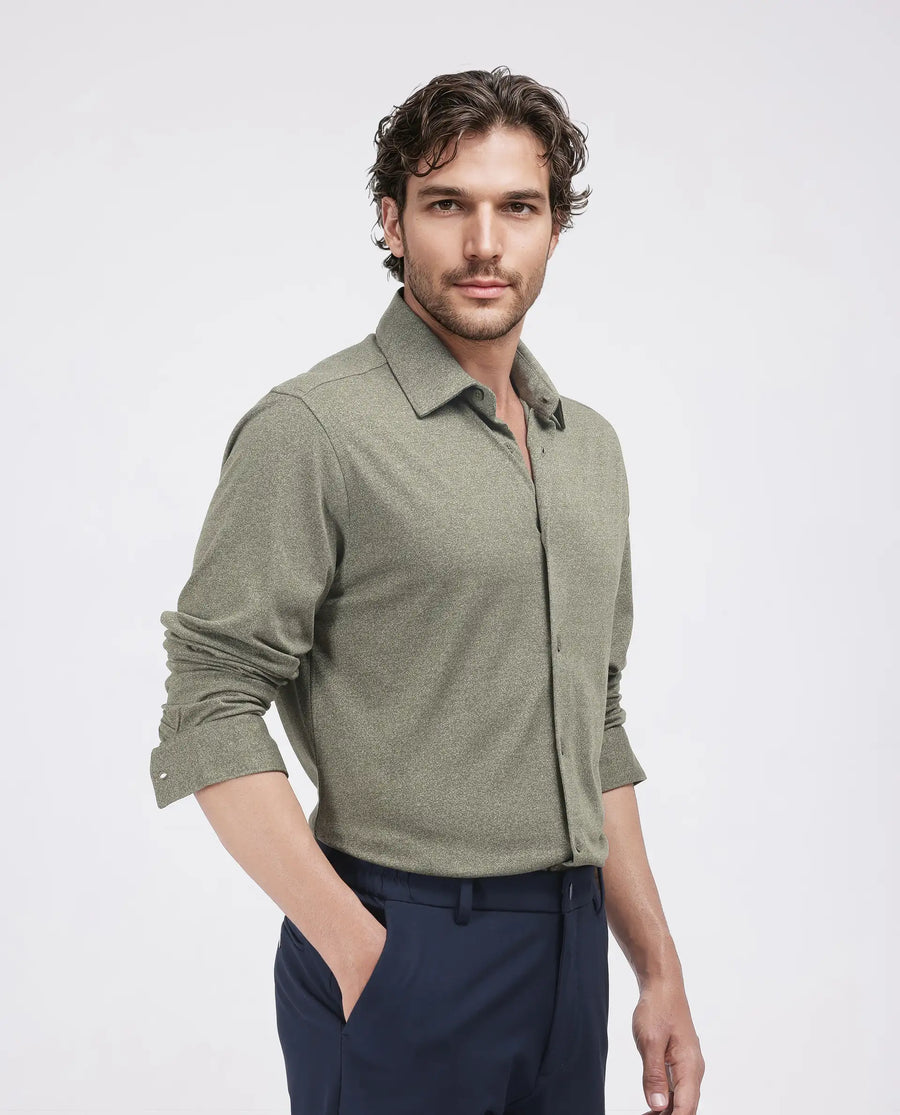 Rare Rabbit Men's Bler Olive Cotton Blend Plain Regular Fit Full Sleeve Collared Shirt