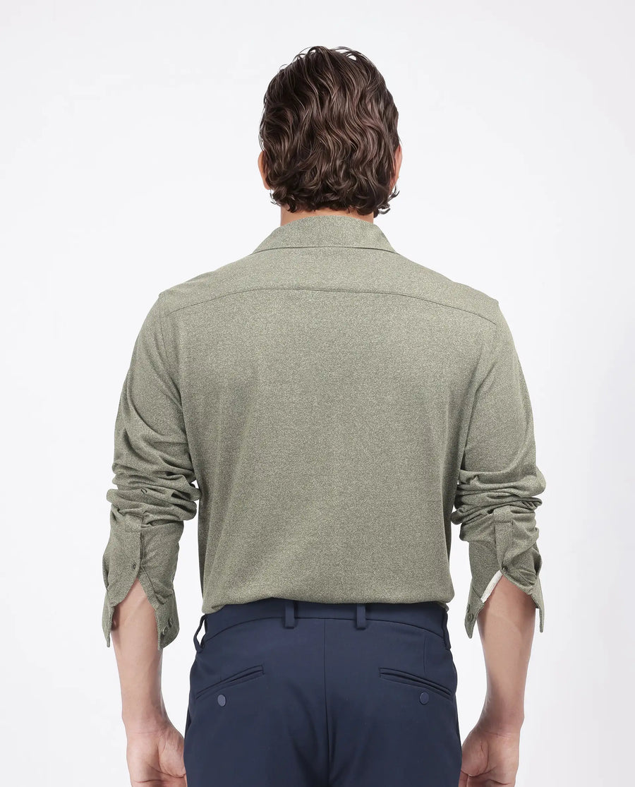 Rare Rabbit Men's Bler Olive Cotton Blend Plain Regular Fit Full Sleeve Collared Shirt