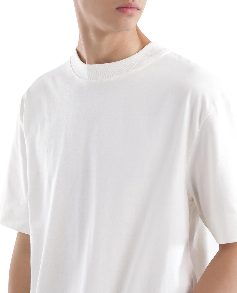 Rare Rabbit Men's Blin Off White Cotton Graphic Print Oversized Fit Half Sleeve Crew Neck T-Shirt