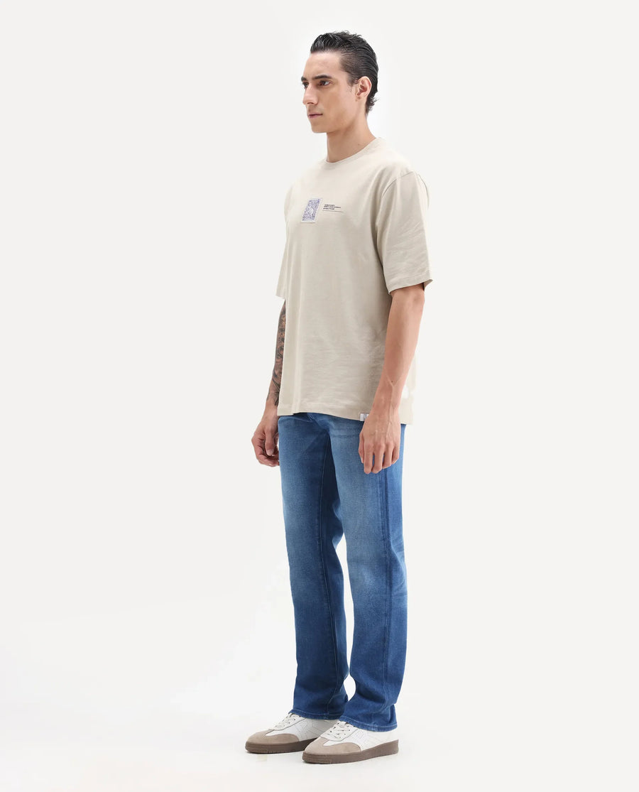 Rare Rabbit Men's Bluxx- 1 Blue Cotton Blend Fabric Morris Regular Plain Jeans