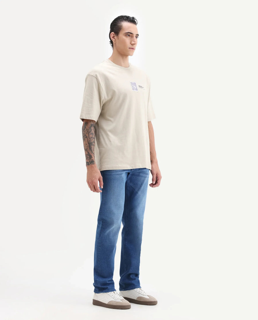Rare Rabbit Men's Bluxx- 1 Blue Cotton Blend Fabric Morris Regular Plain Jeans