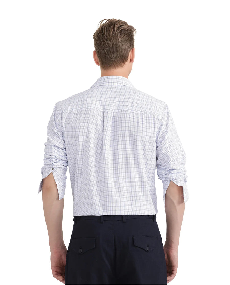 Rare Rabbit Men's Bogot Blue Cotton Checked Print Regular Fit Full Sleeve Collared Shirt