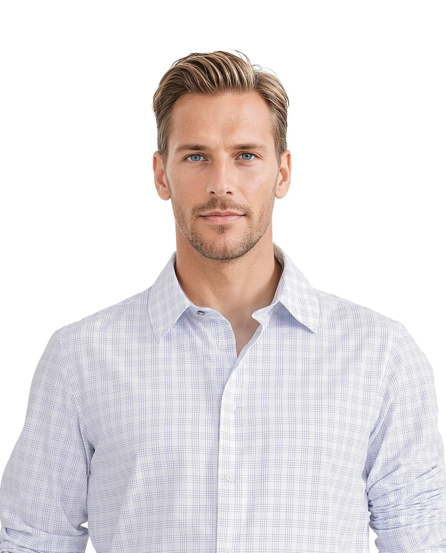 Rare Rabbit Men's Bogot Blue Cotton Checked Print Regular Fit Full Sleeve Collared Shirt