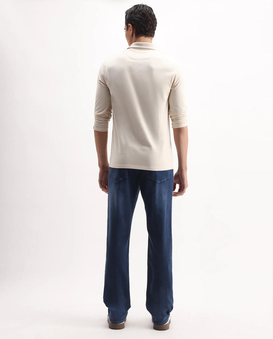 Rare Rabbit Men's Bolt Blue Cotton Blend Plain Morris Regular Fit Jeans
