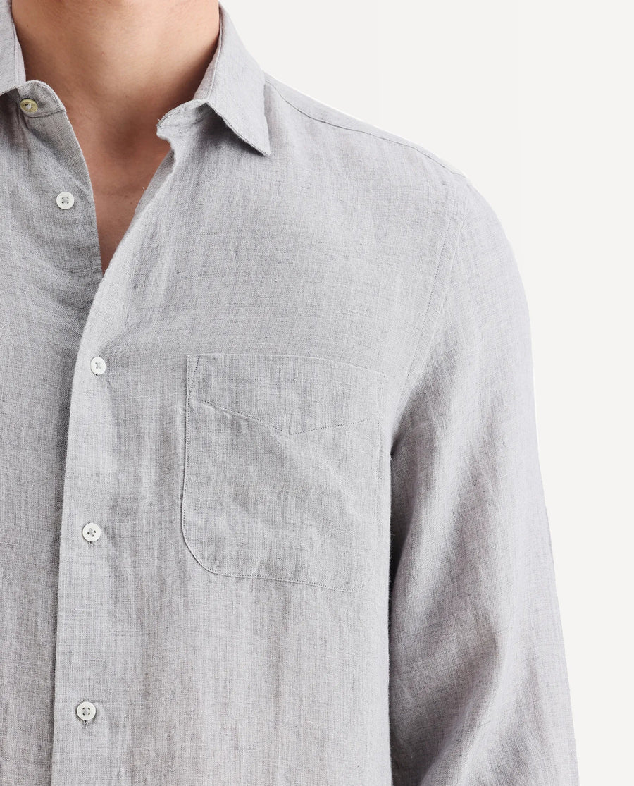 Rare Rabbit Men's Borium Ls-25 Beige 100% Linen Plain Regular Fit Full Sleeve Collared Shirt