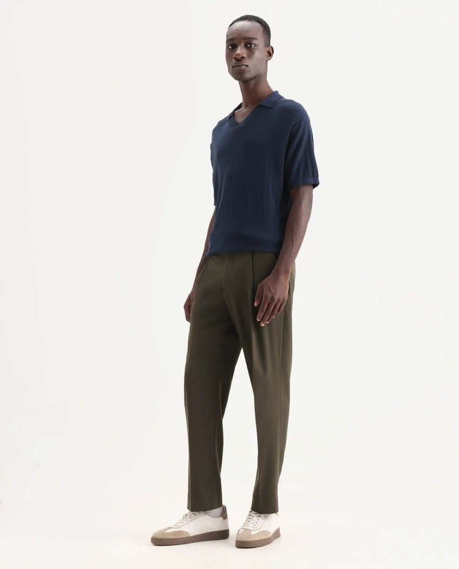 Rare Rabbit Men's Branter Olive Polyester Plain Relaxed Fit Trouser