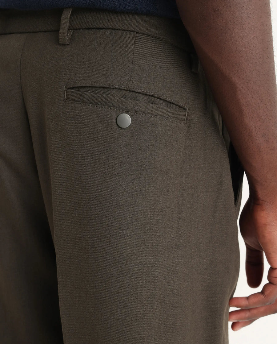 Rare Rabbit Men's Branter Olive Polyester Plain Relaxed Fit Trouser