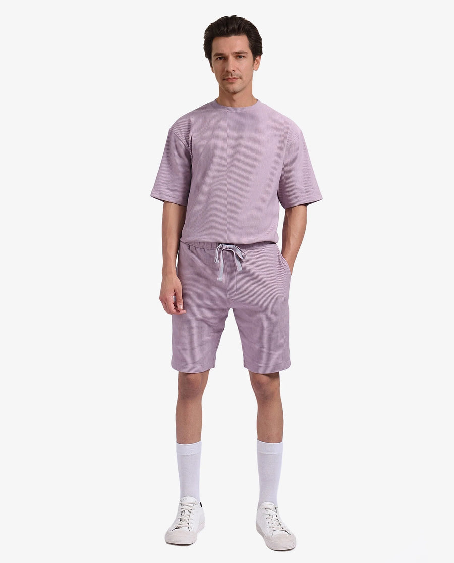 Rare Rabbit Men's Breto-1 Dusky Pink Cotton Textured Regular Fit Shorts