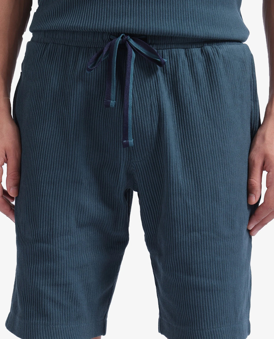 Rare Rabbit Men's Breto-1 Dark Green Cotton Textured Regular Fit Shorts