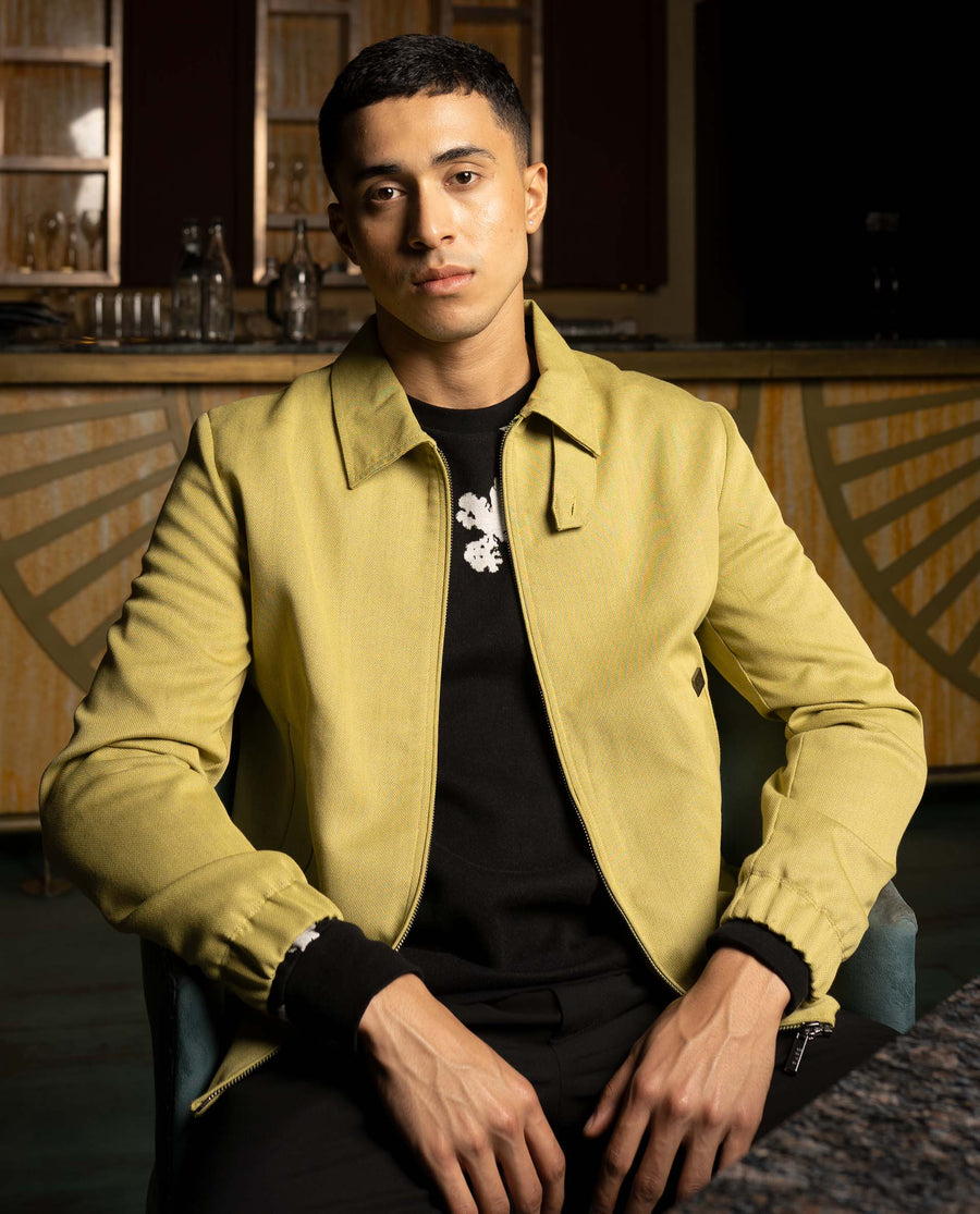 Rare Rabbit Men's Bric Yellow Polyester Plain Regular Fit Full Sleeve Spread Collar Jacket