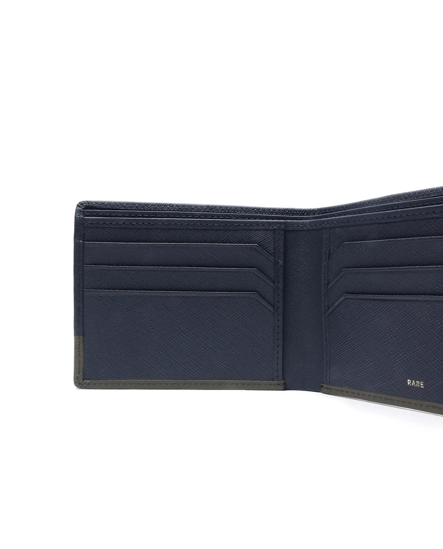 Rare Rabbit Men Brio Navy/Olive Leather Wallet