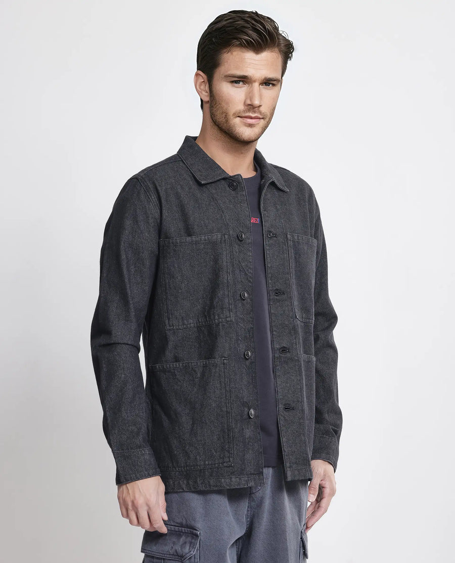 Rare Rabbit Men's Brond Black Cotton Plain Regular Fit Full Sleeve Spread Collar Jacket