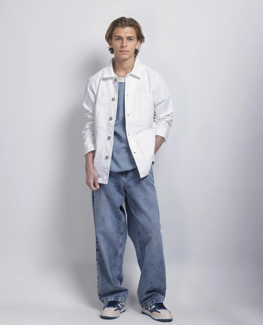 Rare Rabbit Men's Brond White Cotton Plain Regular Fit Full Sleeve Spread Collar Jacket