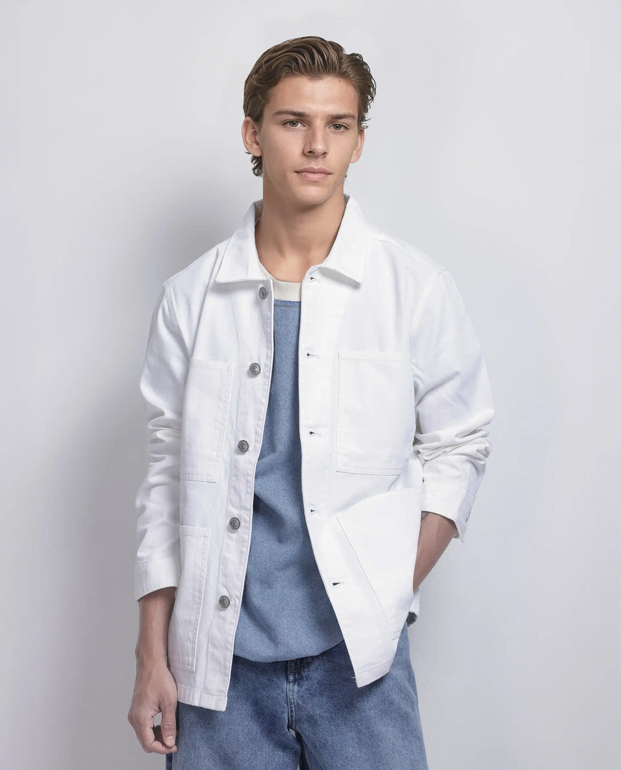 Rare Rabbit Men's Brond White Cotton Plain Regular Fit Full Sleeve Spread Collar Jacket