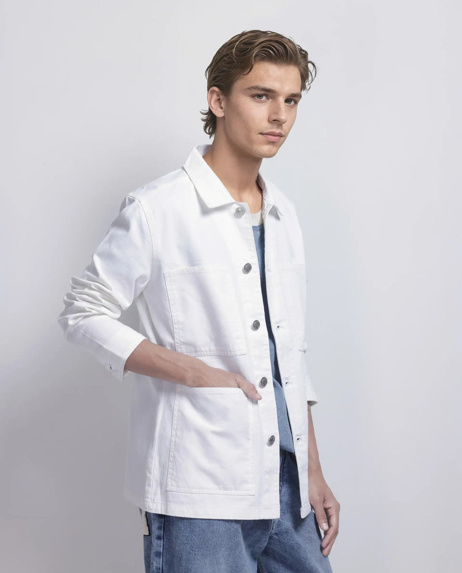 Rare Rabbit Men's Brond White Cotton Plain Regular Fit Full Sleeve Spread Collar Jacket
