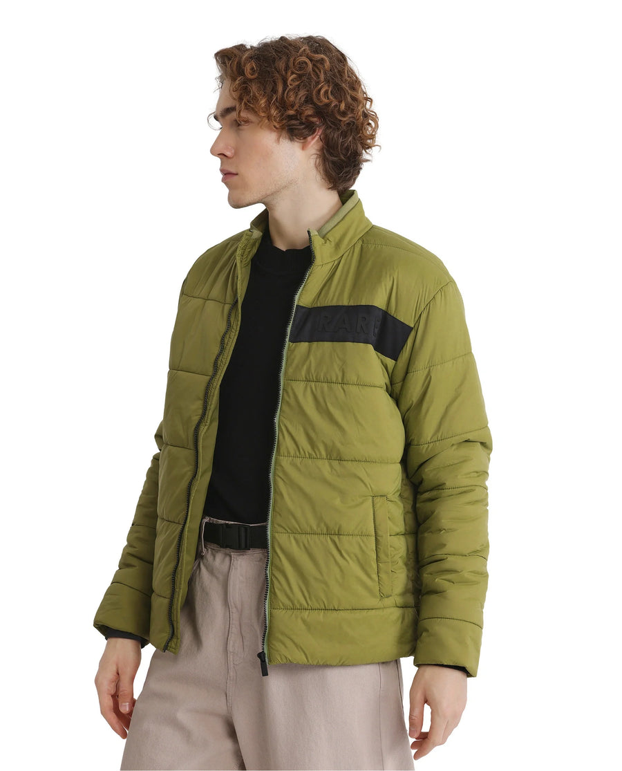 Rare Rabbit Men's Bront Flouroscent Green Nylon Hd Print Regular Fit Full Sleeve High Neck Jacket