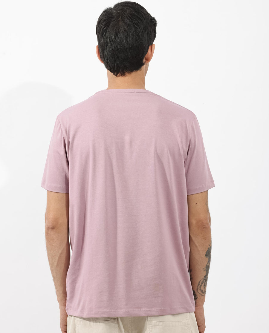 Rare Rabbit Men's Brule Dusky Pink Cotton Blend Graphic Print Regular Fit Half Sleeve Crew Neck T-Shirt