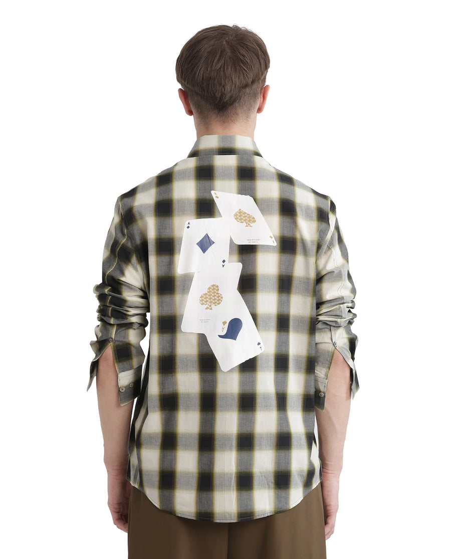 Rare Rabbit Men's Bung Green Cotton Checked Print Oversized Fit Full Sleeve Collared Shirt
