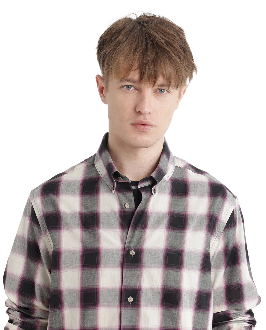 Rare Rabbit Men's Bung Pink Cotton Checked Print Oversized Fit Full Sleeve Collared Shirt