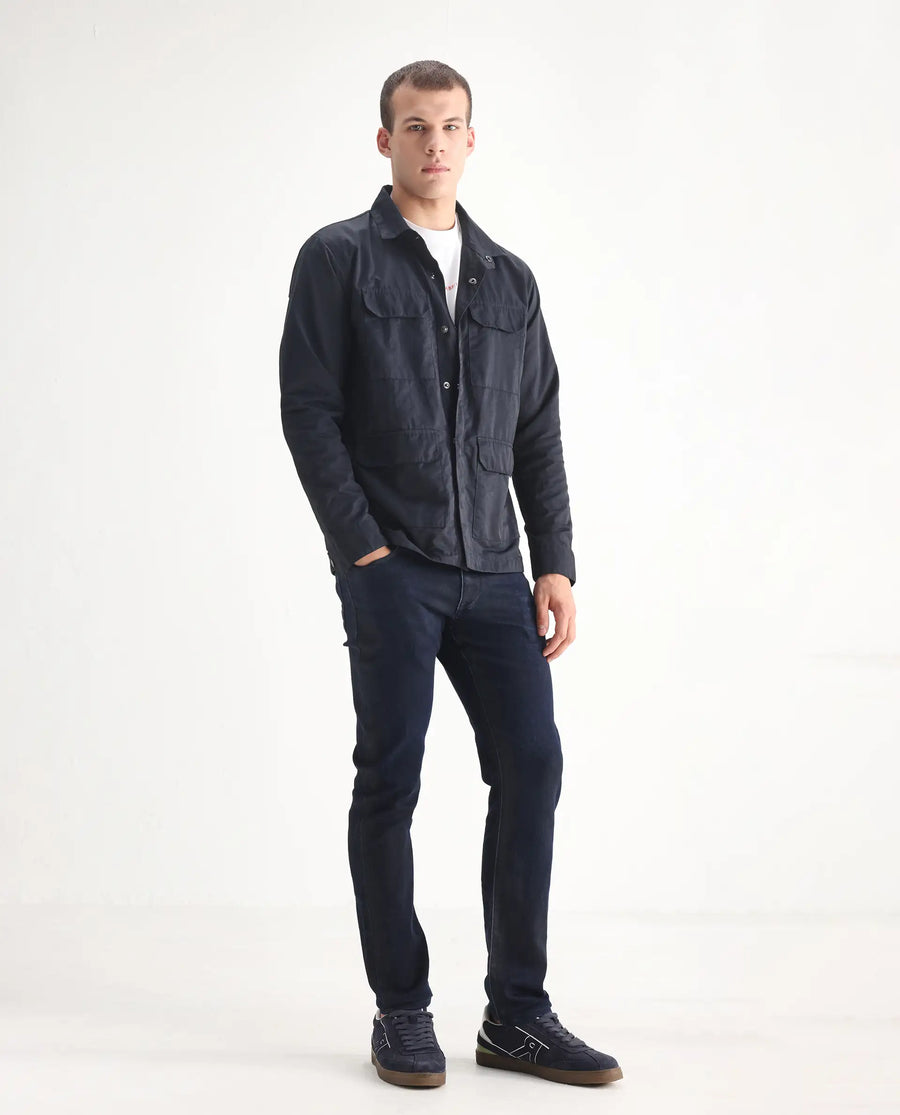 Rare Rabbit Men's Burd Blue Cotton Plain Hawk Slim Fit Jeans