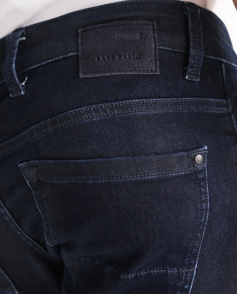 Rare Rabbit Men's Burd Blue Cotton Plain Hawk Slim Fit Jeans