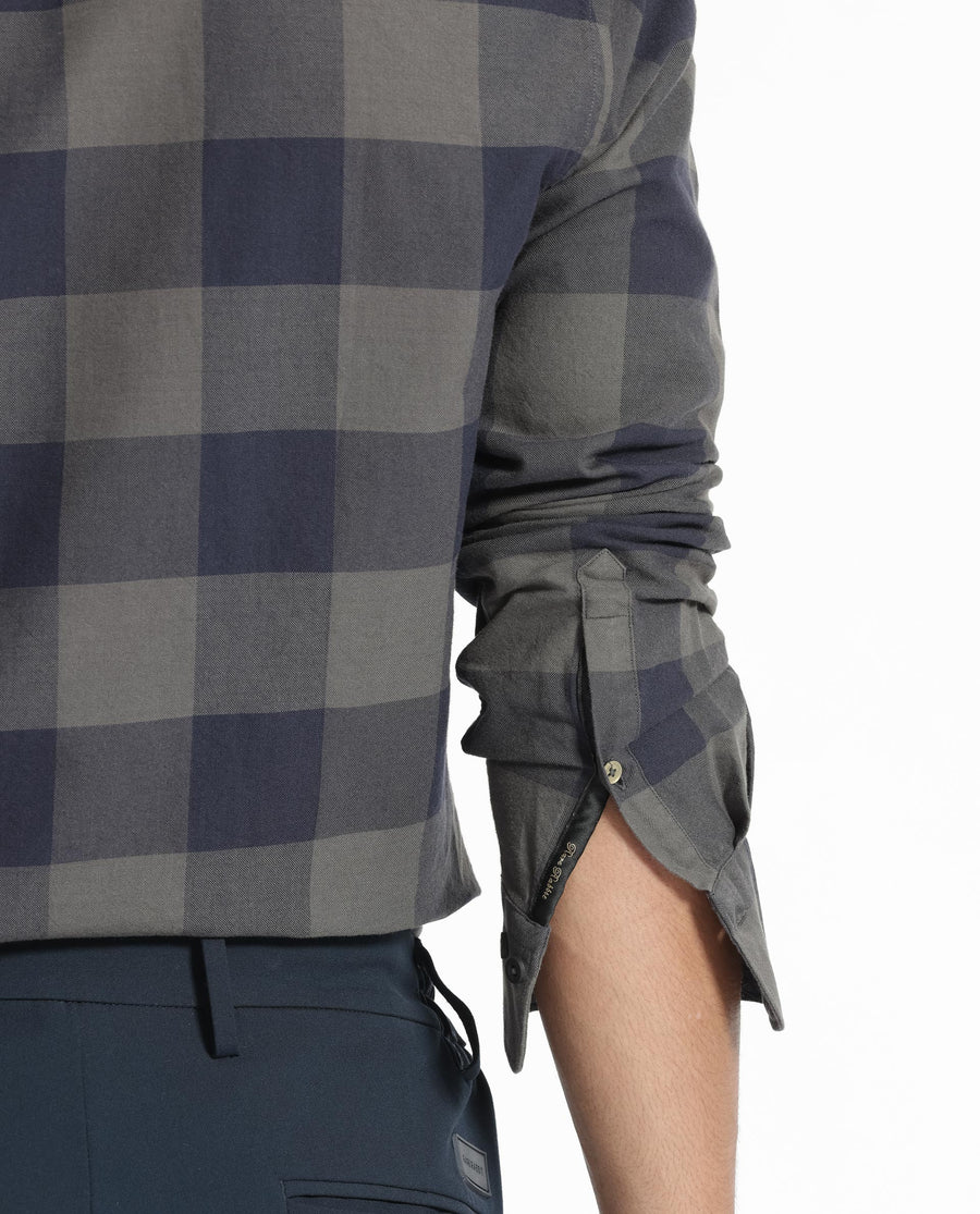 Rare Rabbit Men's Byre Dark Blue Cotton Checked Print Regular Fit Full Sleeve Collared Shirt