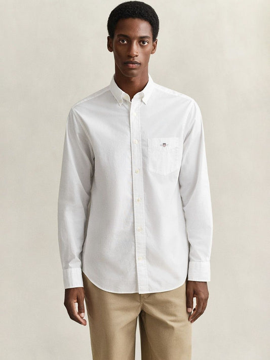 Gant Men White Solid Regular Fit Classic Poplin Shirt