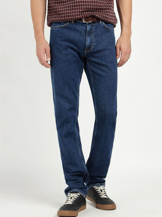 GANT Men Comfort Regular Fit Mid-Rise No Fade Clean Look Dark Shade Jeans