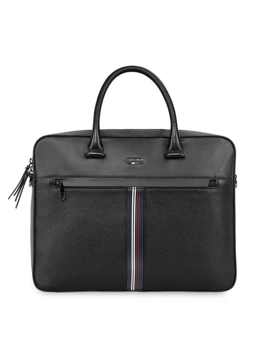 Tommy Hilfiger Unisex Textured Leather Laptop Bag