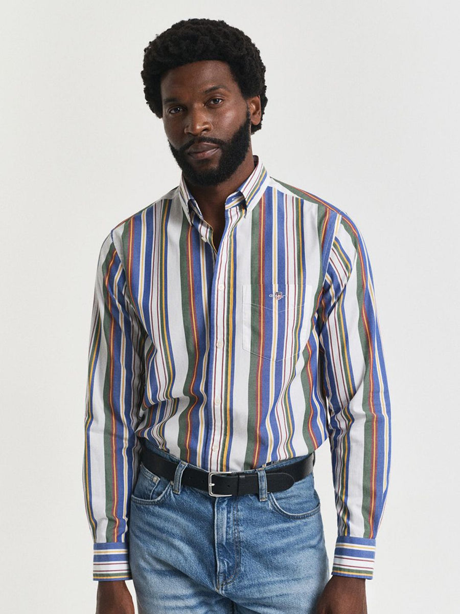 GANT Men Classic Fit Vertical Striped Button-Down Collar Pure Cotton Casual Shirt