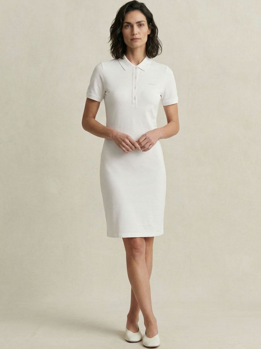 Gant Women White Solid Stretchable Slim Fit Pique Dress