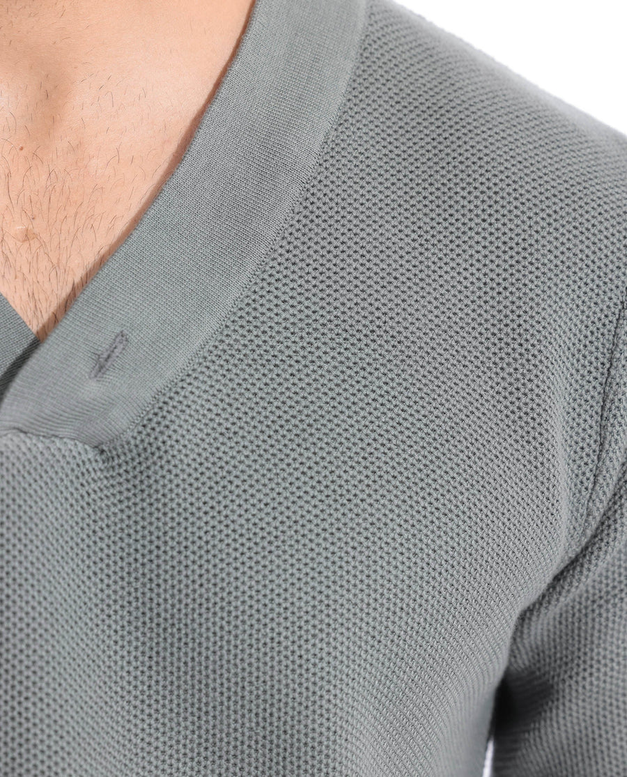 Rare Rabbit Men's Breeze Green Cotton Plain Regular Fit Full Sleeve V-Neck Sweater