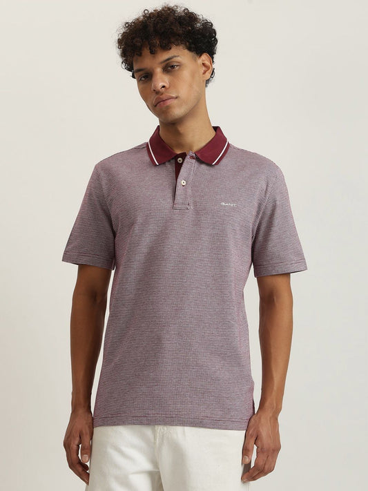 Gant Men Self-Design Polo Collar Short Sleeves T-Shirt