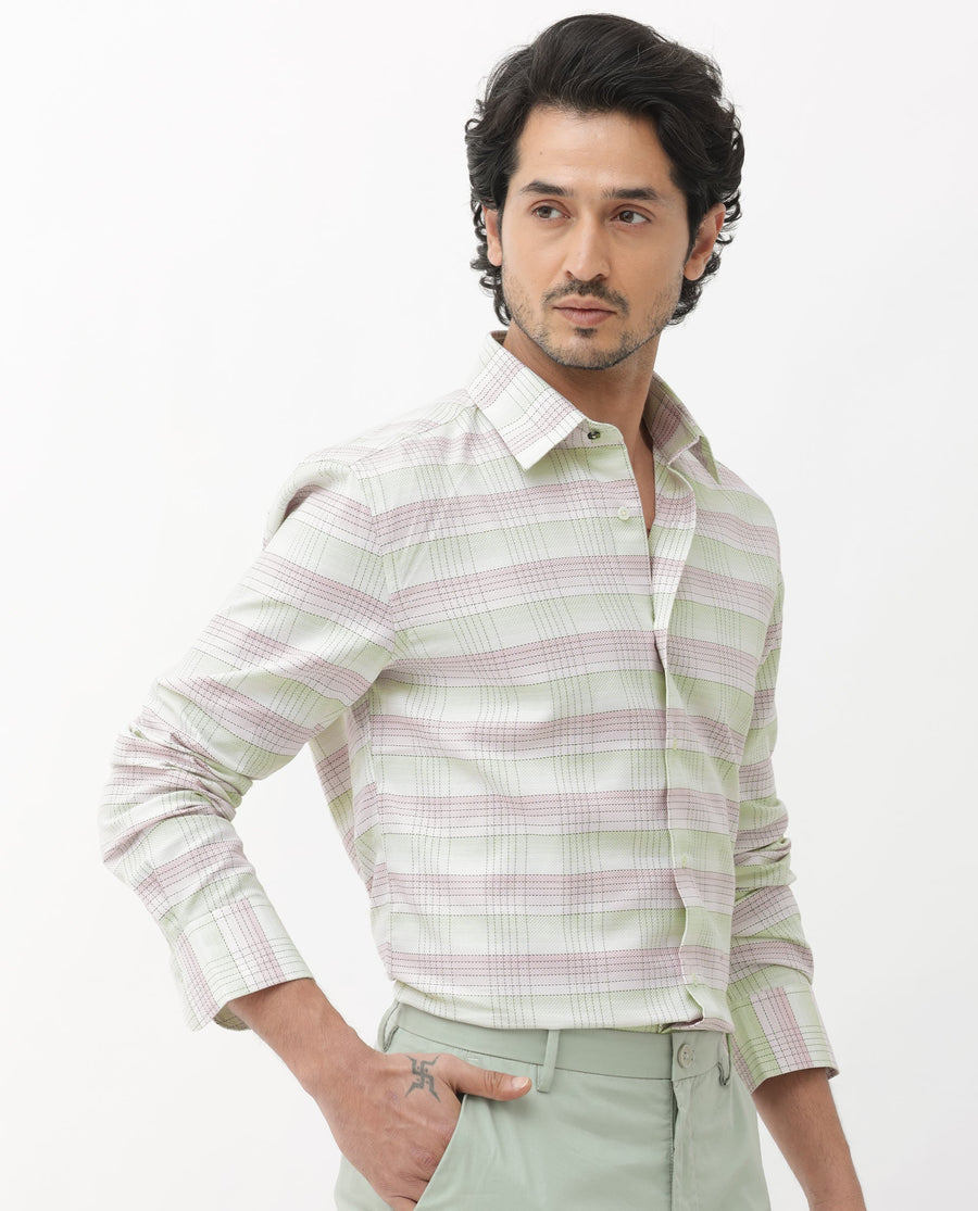 Rare Rabbit Men's Caldon Multi Cotton Checked Print Regular Fit Full Sleeve Collared Shirt